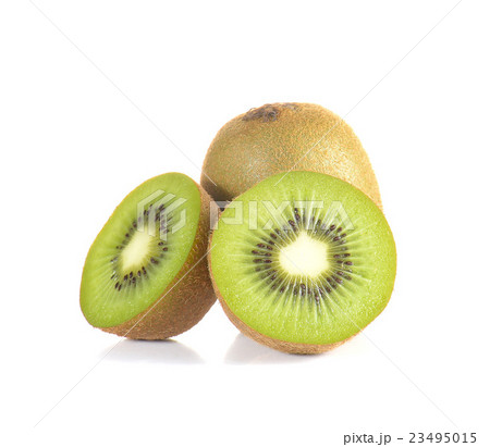 Kiwi cut pieces on white background. 23495015