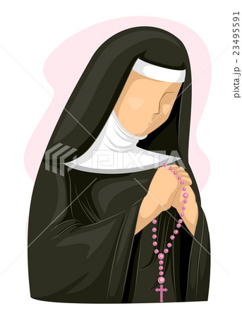 nun praying clipart black