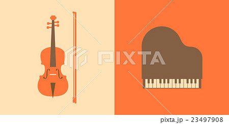 バイオリンとピアノのイラスト素材