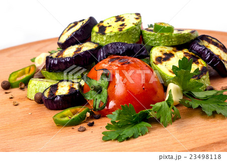 grilled vegetables on a tray grilled vegetables on a tray 23498118