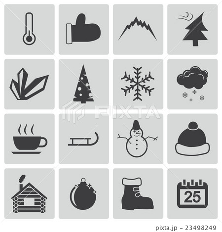 Vector black  winter  icons set 23498249
