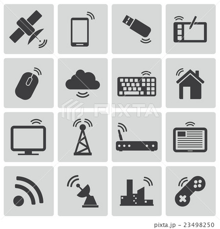 Vector Black Wireless Icons Set 23498250