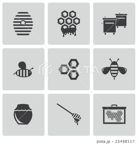Vector black honey icons set Vector black honey icons set 23498517