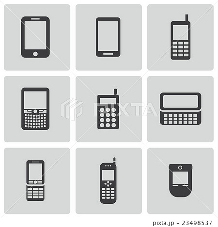 Vector black mobile phone icons set 23498537