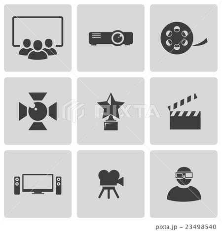 Vector black movie icons set Vector black movie icons set 23498540