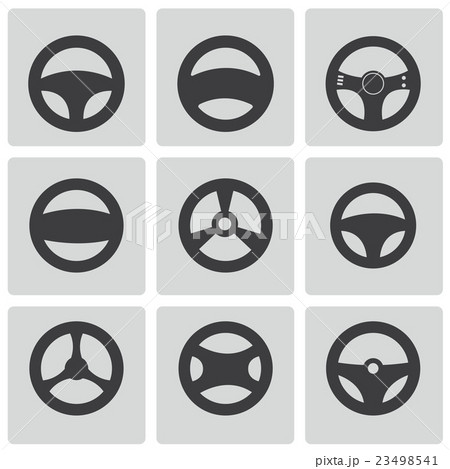 Vector black Steering wheels icons set Vector black Steering wheels icons set 23498541