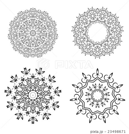 Round Geometric Ornaments Set on White Background 23498671