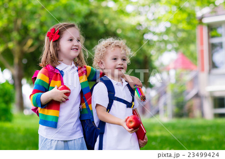 Kids on first school day Kids on first school day 23499424