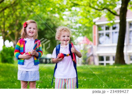 Kids on first school day 23499427