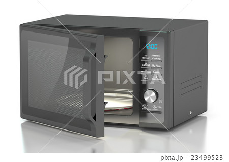 black microwave oven, 3D rendering 23499523