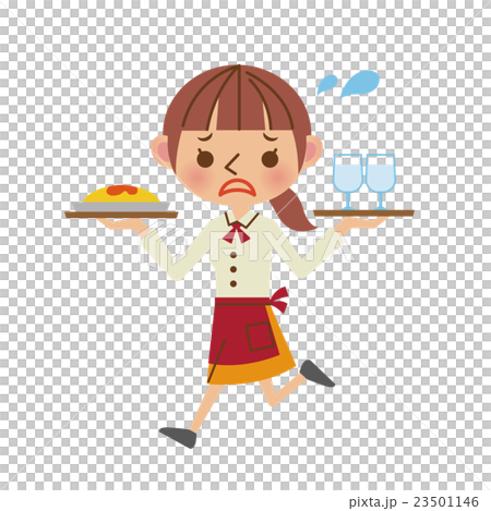 Waitress running with food and drink Waitress running with food and drink 23501146