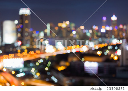 Blurred bokeh lights highway intersection 23506881