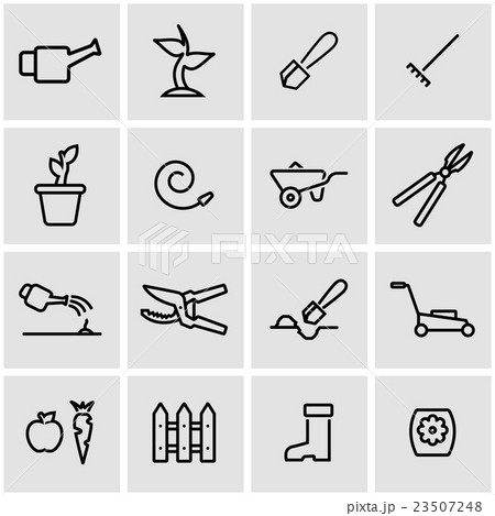 Vector line gardening icon set 23507248