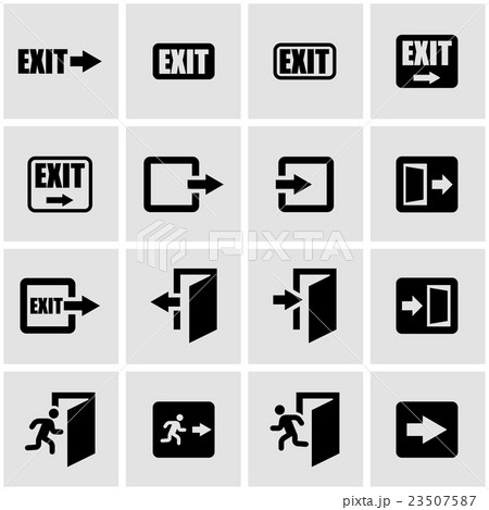 Vector Black Exit Icon Setのイラスト素材
