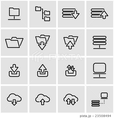 Vector line ftp icon set 23508494