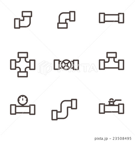 Vector line  pipe fittings icon set 23508495