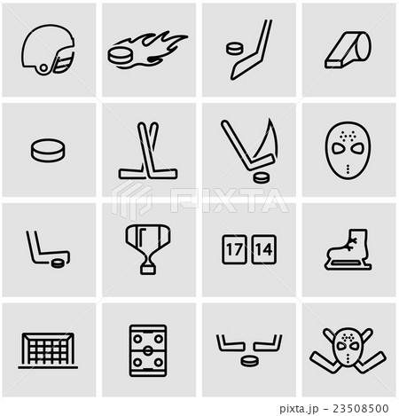 Vector line hockey icon set Vector line hockey icon set 23508500