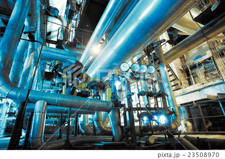 Industrial zone, Steel pipelines, valves ladders 23508970