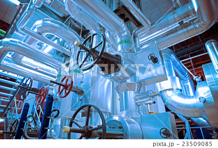 Industrial zone, Steel pipelines, valves and cable 23509085