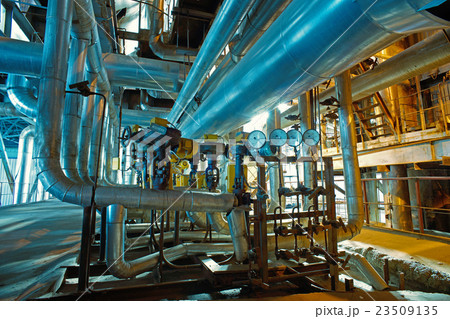 Blue toned interior industrial background. 23509135