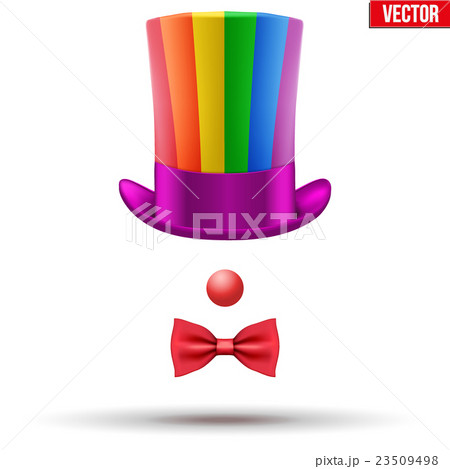 Clown hat with glasses and red nose isolated on 23509498