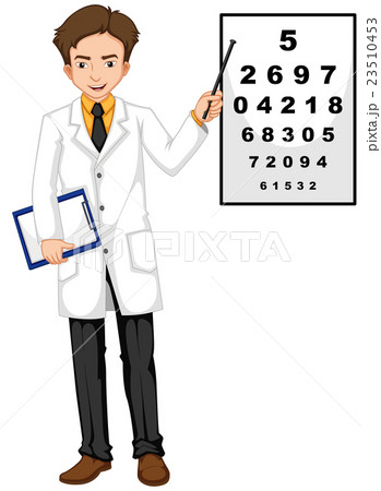 Ophthalmologist pointing at the reading chart Ophthalmologist pointing at the reading chart 23510453