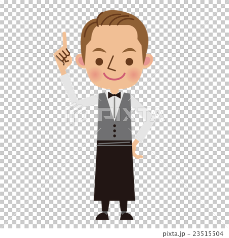 指差しをしながら説明・解説するウェイター 指差しをしながら説明・解説するウェイター 23515504