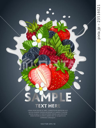 Berry mix on milk splash 23516021