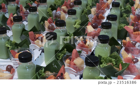 mix fruit, vegetable drink and tapioca balls mix fruit, vegetable drink and tapioca balls 23516386