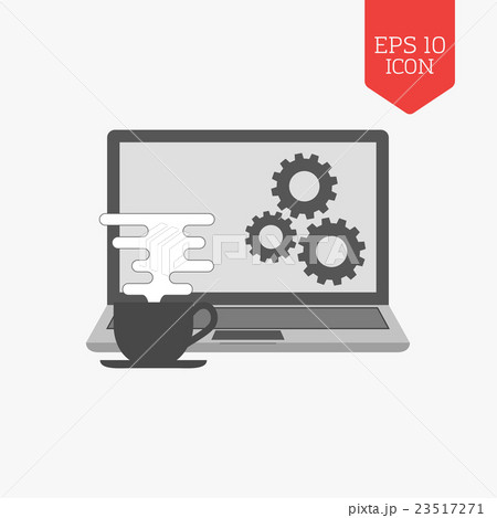 Coffee cup and laptop icon. Freelance concept. 23517271