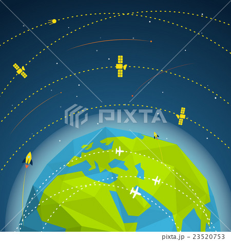 Abstract global modern flying sattelites Abstract global modern flying sattelites 23520753