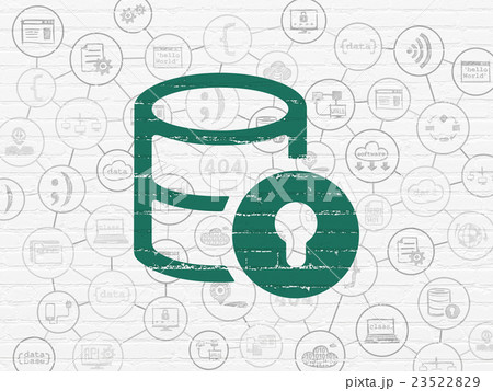 Software concept: Database With Lock on wall Software concept: Database With Lock on wall 23522829