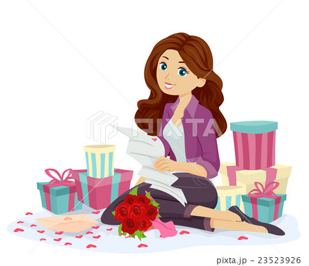 Teen Girl Read Love Letter Gifts Hearts Teen Girl Read Love Letter Gifts Hearts 23523926