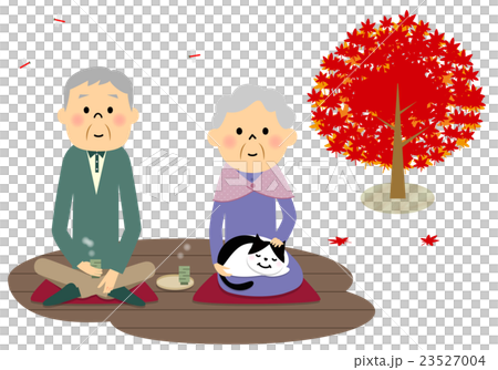 紅葉を楽しむシニアカップル 23527004