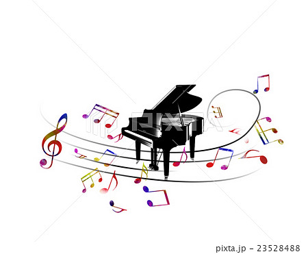 ピアノと譜面 音楽 譜面 ピアノ コンサート ミュージックのイラスト素材