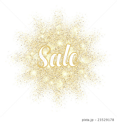 Golden sand splash Sale label on white background 23529178