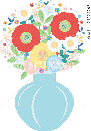 カット素材 可愛い花と花瓶のイラスト素材 23529208 Pixta