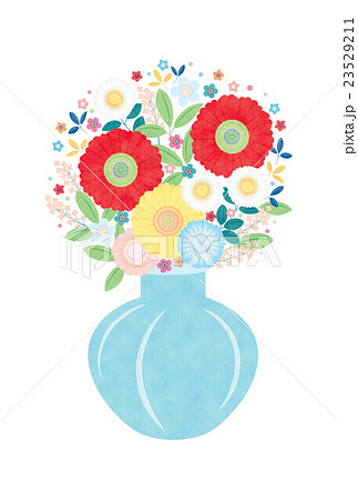 カット素材 可愛い花と花瓶 テクスチャ のイラスト素材