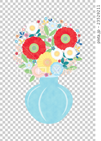 カット素材 可愛い花と花瓶 テクスチャ のイラスト素材