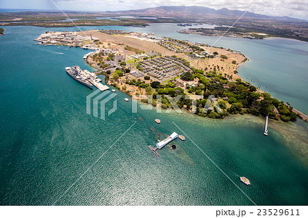 Ford Island Over Pearl Harbor Stock Photo