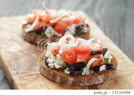 homemade bruschetta with ricotta tomatoes and homemade bruschetta with ricotta tomatoes and 23530996