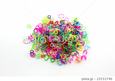 Group of Colorful elastic rainbow loom bands. Group of Colorful elastic rainbow loom bands. 23531740