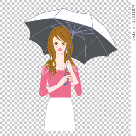 傘と女性　困る 23531874