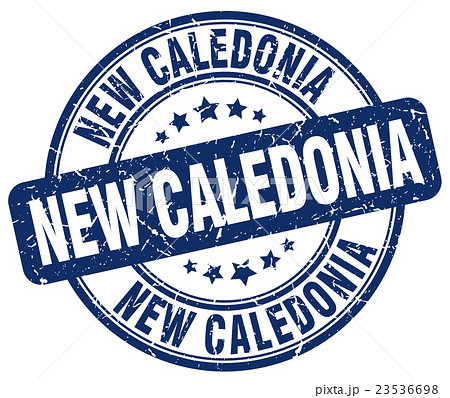 New Caledonia blue grunge round rubber stamp 23536698
