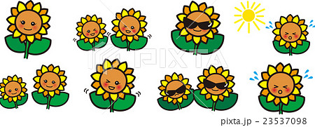 ひまわり夏の花キャラクター笑顔ウィンク熱中症サングラスのイラスト素材