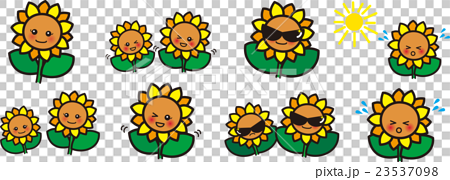 ひまわり夏の花キャラクター笑顔ウィンク熱中症サングラスのイラスト素材