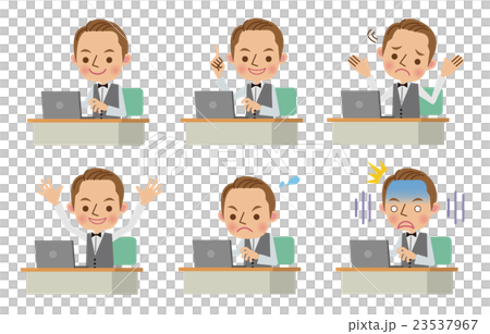 使用筆記本電腦的服務員姿勢（6種） 23537967