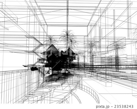 sketch design of urban ,3dwire frame render sketch design of urban ,3dwire frame render 23538243