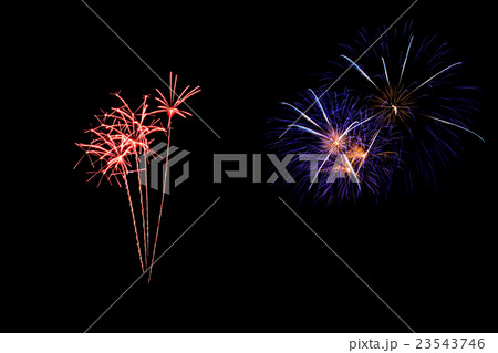 abstract Fireworks light up the dark sky 23543746