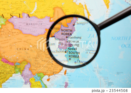 世界地図 朝鮮半島の写真素材